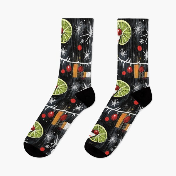 Item preview, Vibrant Christmas Cocktail with Cherries and Lime Slices in a Lively Starburst Design designed and sold by OlfactoART Studio.