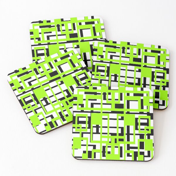 Item preview, Geometric Shapes Pattern Lime-Green Black White Background designed and sold by taiche.