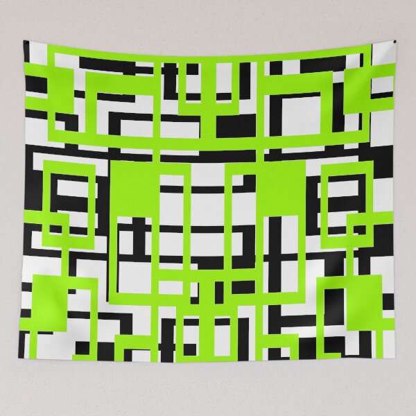 Item preview, Geometric Shapes Pattern Lime-Green Black White Background designed and sold by taiche.