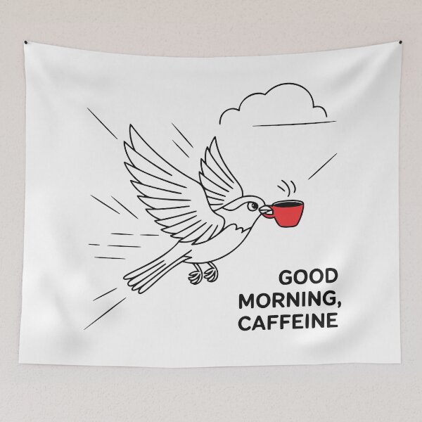 Item preview, Good Morning, Caffeine – Flying Bird with Coffee Cup Design designed and sold by PragmaticP.