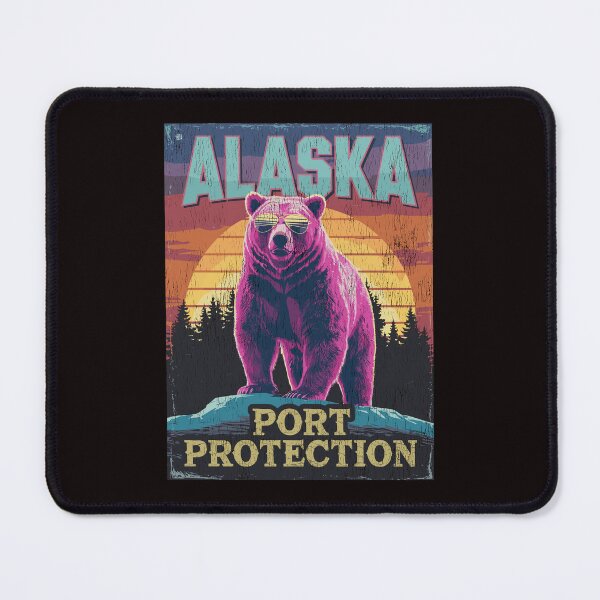 Item preview, Vintage and grunge Port Protection Alaska Poster – Pink Bear Sunset designed and sold by paulo silveira.