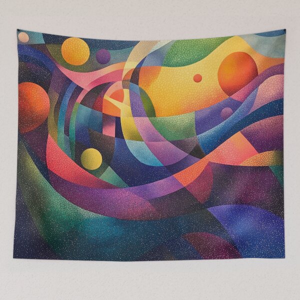 Item preview, Planets and stars represented as geometric shapes in an abstract modern pattern Design designed and sold by HEMRO.
