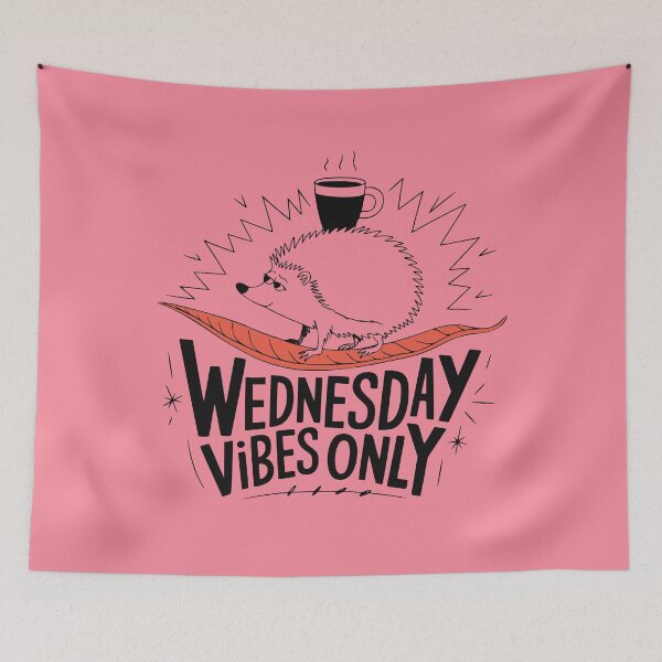 Item preview, Wednesday Vibes Only – Chill Hedgehog with Coffee Cup designed and sold by PragmaticP.