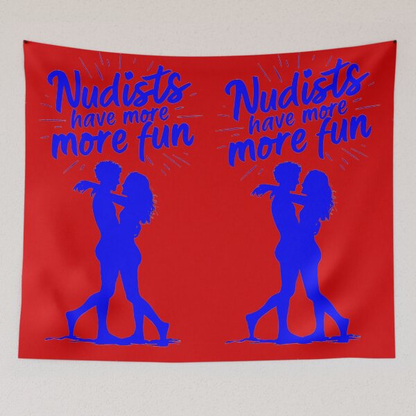 Item preview, Nudists Have More Fun - Unique Bright - Blue Red designed and sold by JLEmporium.