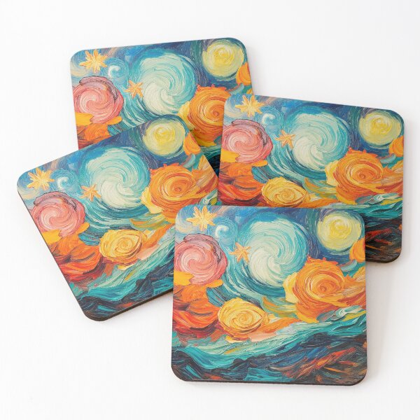 Item preview, modern Abstract Swirling stars and galaxies painted with bold brushstrokes Design. designed and sold by HEMRO.