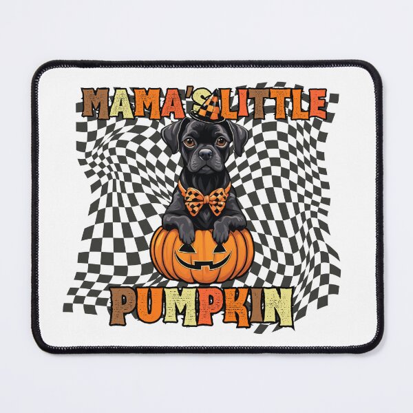 Item preview, "Mama's Little Pumpkin" - Brabançon Sitting in Halloween Pumpkin with Checkered Background designed and sold by GoodyPaws.