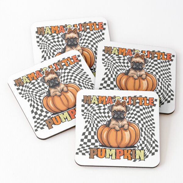 Item preview, "Mama's Little Pumpkin" - Brabançon Sitting in Halloween Pumpkin with Checkered Background designed and sold by GoodyPaws.