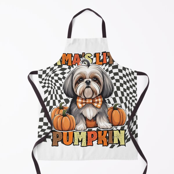 Item preview, "Mama's Little Pumpkin" - Shih Tzu Sitting in Halloween Pumpkin with Checkered Background designed and sold by GoodyPaws.