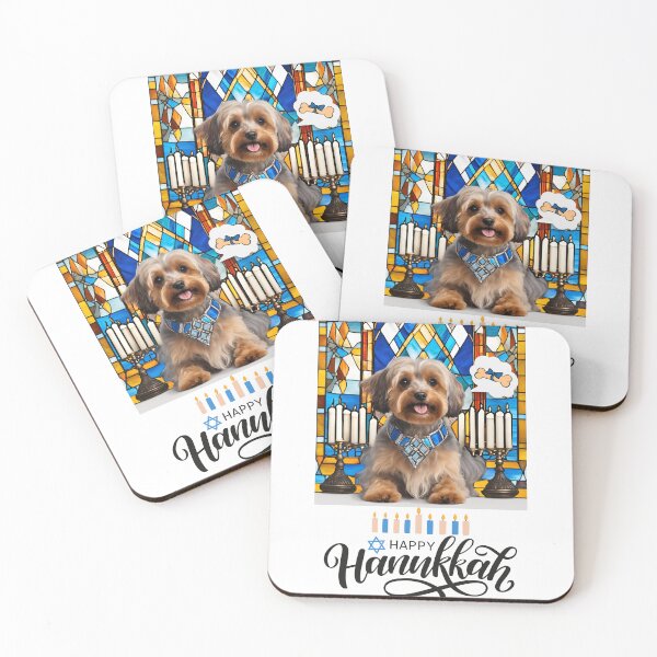 Item preview, Happy Hanukkah Yorkipoo – Stained Glass Menorah Dog Dream Design designed and sold by Fredster1966.