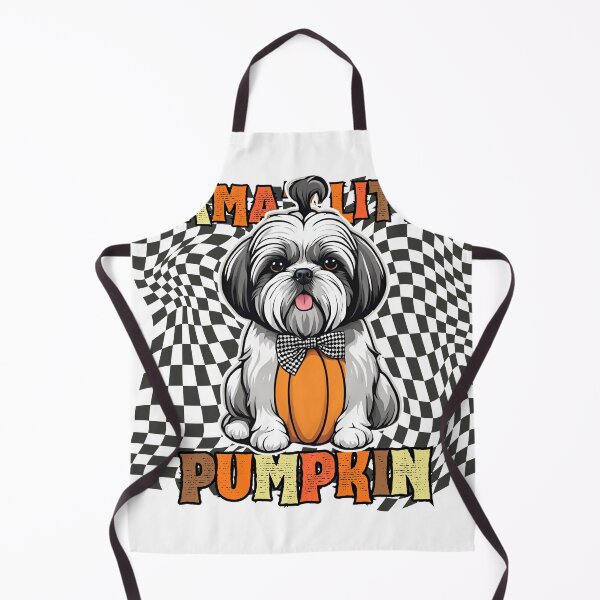 Item preview, "Mama's Little Pumpkin" - Shih Tzu Sitting in Halloween Pumpkin with Checkered Background designed and sold by GoodyPaws.