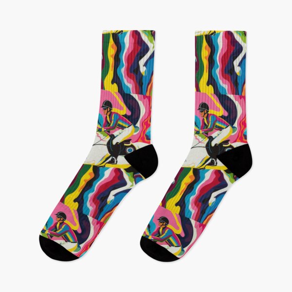 Item preview, Horse and rider cross country event psychedelic Active Outdoors Inspired Art designed and sold by CDC40.