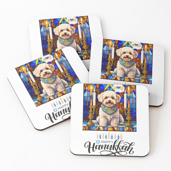 Item preview, Happy Hanukkah Maltipoo – Stained Glass Menorah Holiday Dog Design designed and sold by Fredster1966.