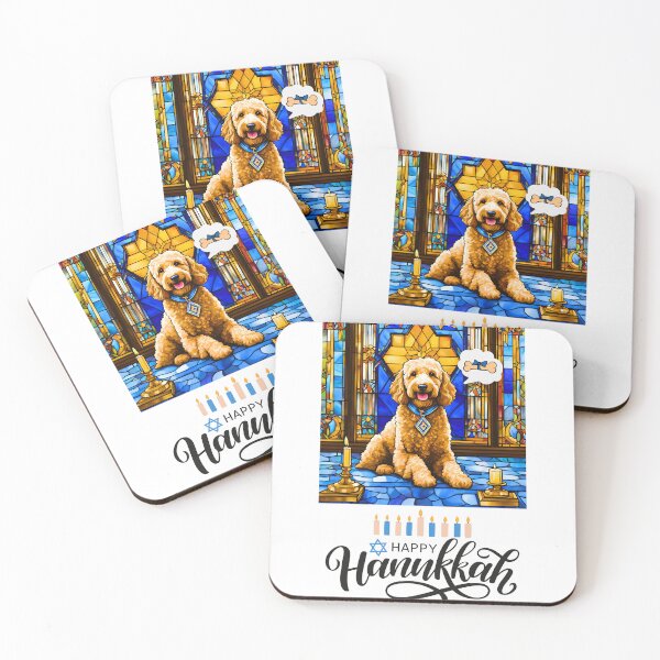 Item preview, Happy Hanukkah Goldendoodle – Stained Glass Menorah Dog Design designed and sold by Fredster1966.