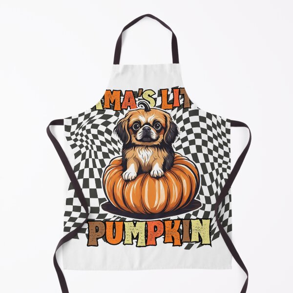 Item preview, "Mama's Little Pumpkin" - Tibetan Spaniel Sitting in Halloween Pumpkin with Checkered Background designed and sold by GoodyPaws.