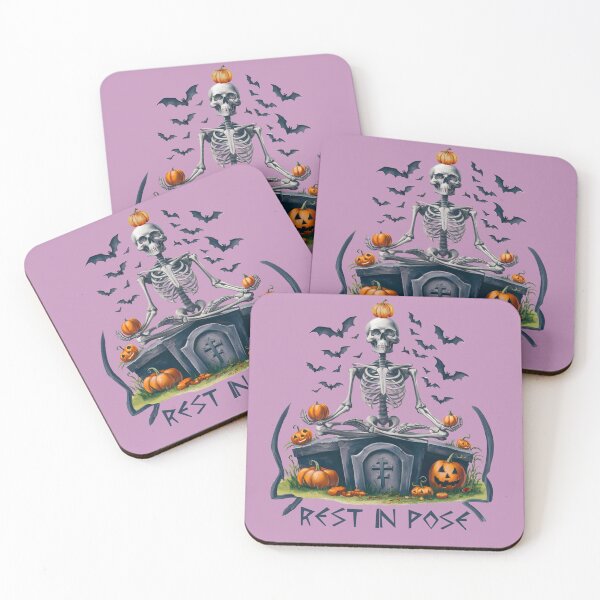 Item preview, funny halloween yoga, Spooky Skeleton Zen, yoga pose designed and sold by EwaVerse.