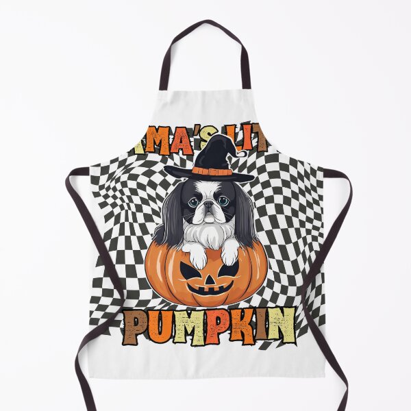 Item preview, "Mama's Little Pumpkin" - Japanese Chin Sitting in Halloween Pumpkin with Checkered Background designed and sold by GoodyPaws.