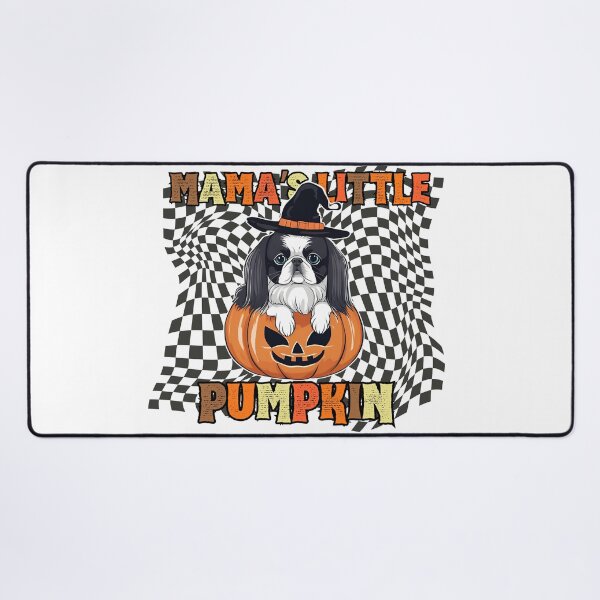 Item preview, "Mama's Little Pumpkin" - Japanese Chin Sitting in Halloween Pumpkin with Checkered Background designed and sold by GoodyPaws.