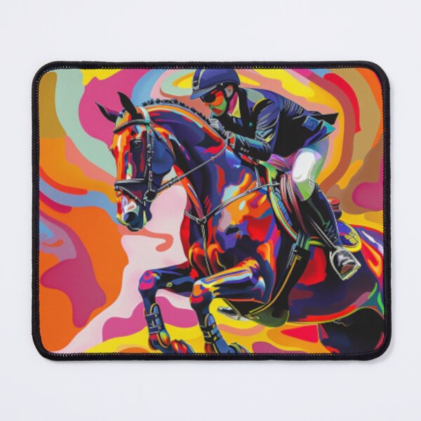 Item preview, Horse and rider show jumping event psychedelic Active Outdoors Inspired Art designed and sold by CDC40.