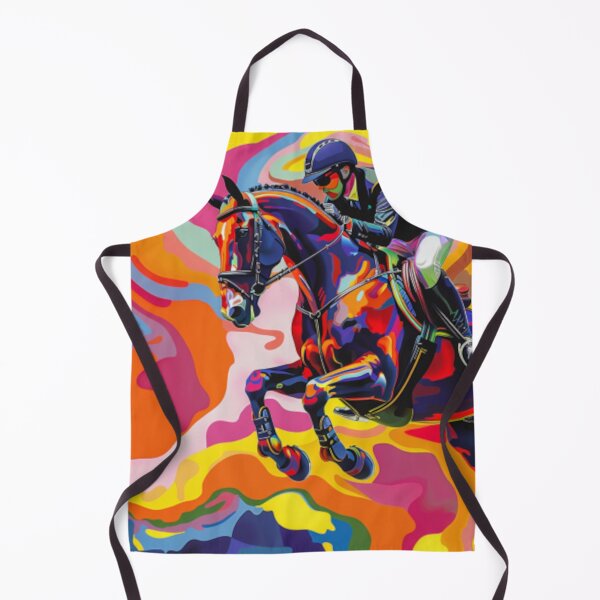 Item preview, Horse and rider show jumping event psychedelic Active Outdoors Inspired Art designed and sold by CDC40.