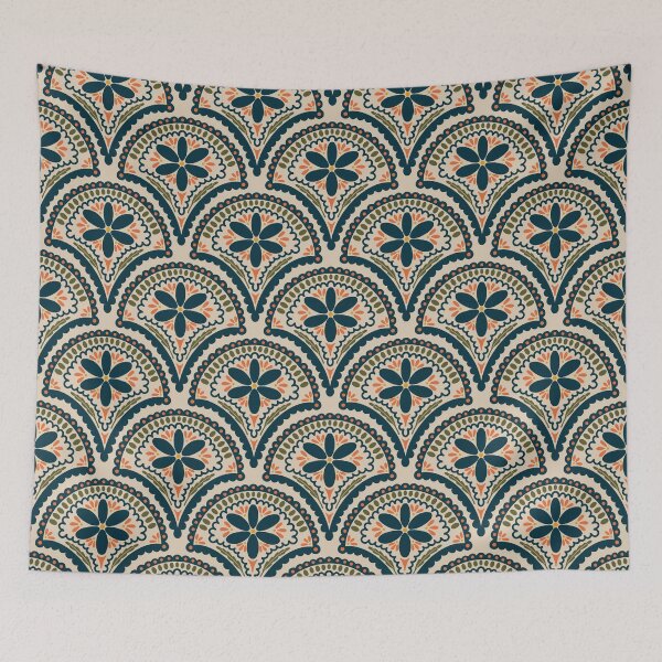Item preview, Flower Scallop Pattern - Blue designed and sold by srsig designs.