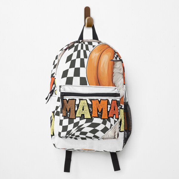 Item preview, "Mama's Little Pumpkin" - Bolognese Sitting in Halloween Pumpkin with Checkered Background designed and sold by GoodyPaws.