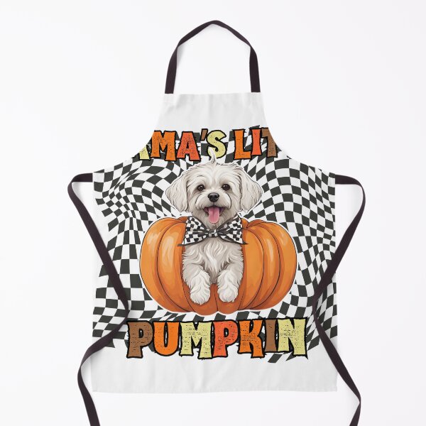 Item preview, "Mama's Little Pumpkin" - Bolognese Sitting in Halloween Pumpkin with Checkered Background designed and sold by GoodyPaws.