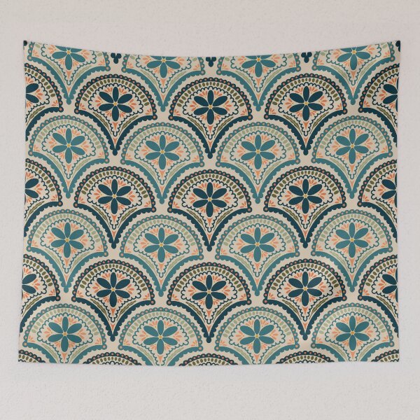 Item preview, Flower Scallop Pattern - Blue And Teal designed and sold by srsig designs.