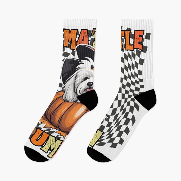 Item preview, "Mama's Little Pumpkin" - Coton de Tulear Sitting in Halloween Pumpkin with Checkered Background designed and sold by GoodyPaws.