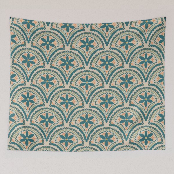Item preview, Flower Scallop Pattern - Teal designed and sold by srsig designs.