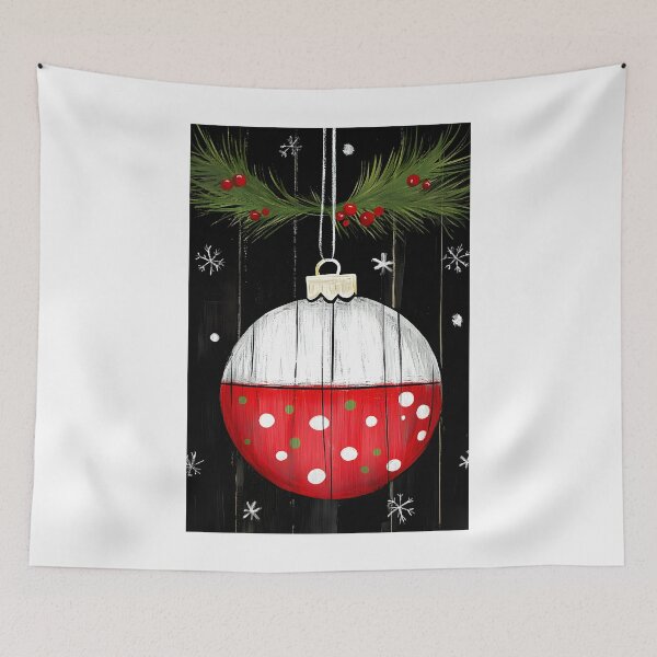 Item preview, Festive Christmas Ornament with Red and White Polka Dots and Pine Accents Generative AI designed and sold by OlfactoART Studio.