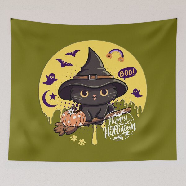 Item preview, Black Cat Halloween Magic T-shirt designed and sold by TrebdoraCrafts.