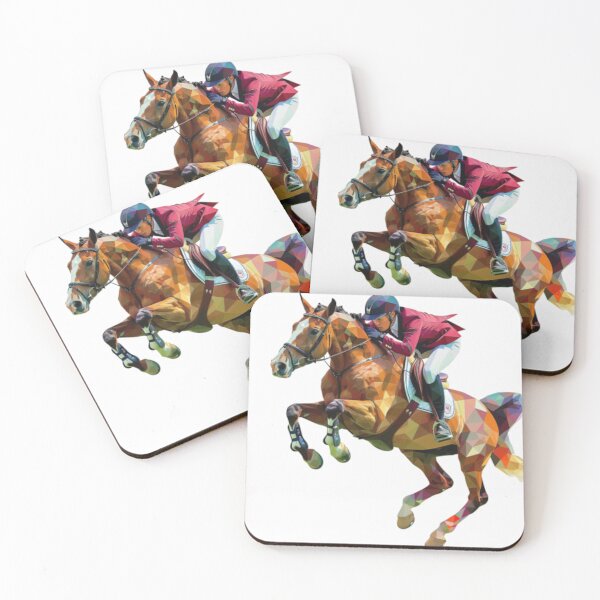 Item preview, Horse and rider show jumping event geometric patterns Active Outdoors Inspired Art designed and sold by CDC40.
