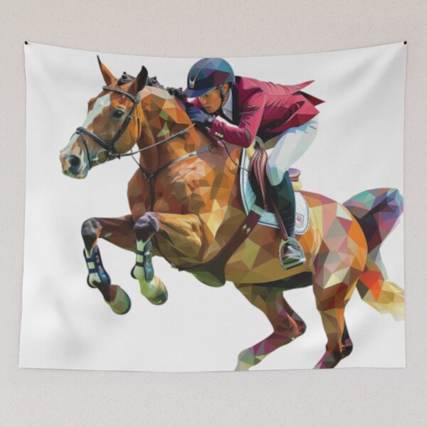 Item preview, Horse and rider show jumping event geometric patterns Active Outdoors Inspired Art designed and sold by CDC40.