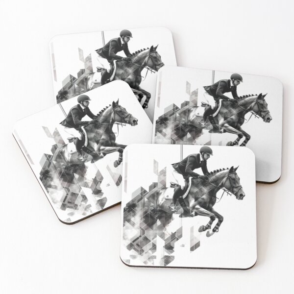 Item preview, Horse and rider show jumping event geometric patterns Active Outdoors Inspired Art designed and sold by CDC40.