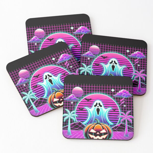 Item preview, Halloween Neon Nightmares, ghost, pumpkin and palms designed and sold by Meandmyshop.