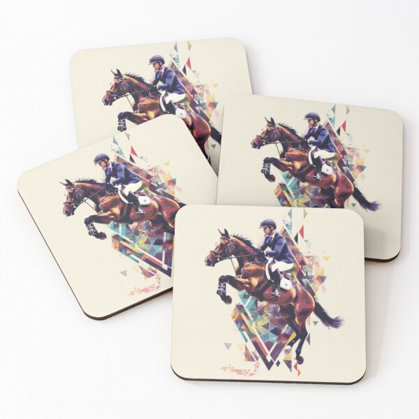 Item preview, Horse and rider show jumping event geometric patterns Active Outdoors Inspired Art designed and sold by CDC40.