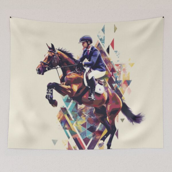 Item preview, Horse and rider show jumping event geometric patterns Active Outdoors Inspired Art designed and sold by CDC40.