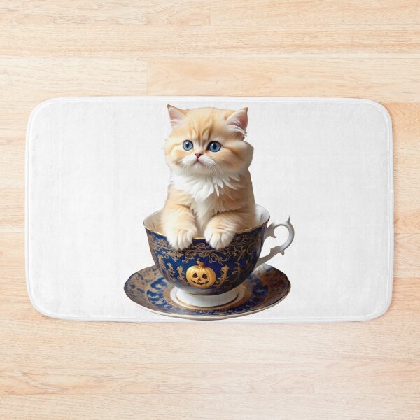 Item preview, PERSIAN KITTEN CAT IN HALLOWEEN PUMPKIN TEA CUP STICKER designed and sold by Arts4U.