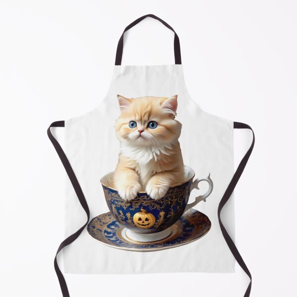 Item preview, PERSIAN KITTEN CAT IN HALLOWEEN PUMPKIN TEA CUP STICKER designed and sold by Arts4U.