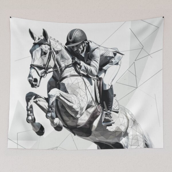 Item preview, Horse and rider show jumping event geometric patterns Active Outdoors Inspired Art designed and sold by CDC40.