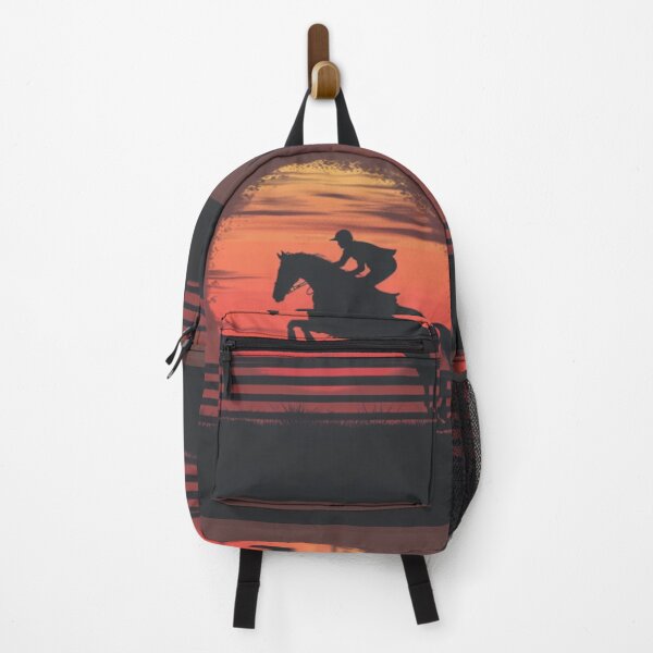 Artikelvorschau, Pferd und Reiter räumen Zaun Sonnenuntergang Hintergrund Aktive Outdoor inspirierte Kunst entworfen und verkauft von CDC40.