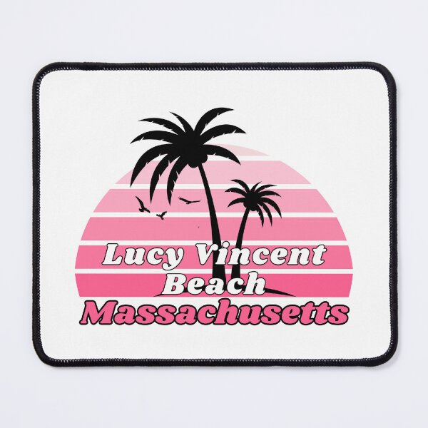 Item preview, Retro Lucy Vincent Beach Massachusetts Palm Tree at Sunset Souvenirs designed and sold by karmdaf.