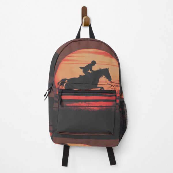 Artikelvorschau, Pferd und Reiter räumen Zaun Sonnenuntergang Hintergrund Aktive Outdoor inspirierte Kunst entworfen und verkauft von CDC40.