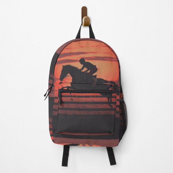 Item preview, Horse and rider clearing fence sunset backdrop Active Outdoors Inspired Art designed and sold by CDC40.