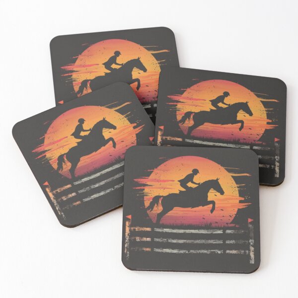 Item preview, Horse and rider clearing fence sunset backdrop Active Outdoors Inspired Art designed and sold by CDC40.