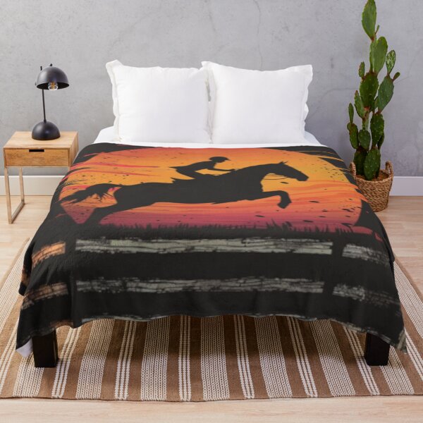 Item preview, Horse and rider clearing fence sunset backdrop Active Outdoors Inspired Art designed and sold by CDC40.