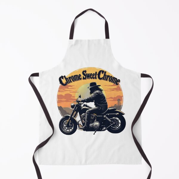 Artikelvorschau, Biker fährt in den Sonnenuntergang "Chrome sweet chrome" entworfen und verkauft von VelvetClawStudio.