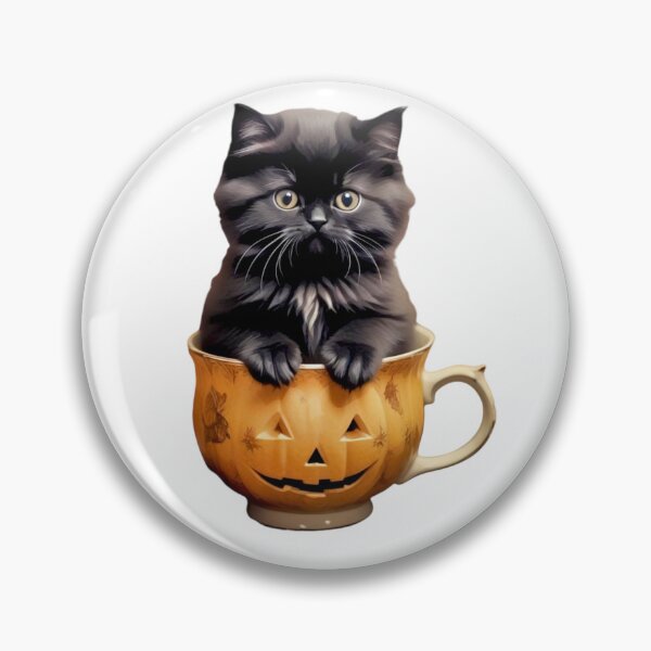 Item preview, BLACK CAT PERSIAN KITTEN IN A HALLOWEEN CUP STICKER designed and sold by Arts4U.