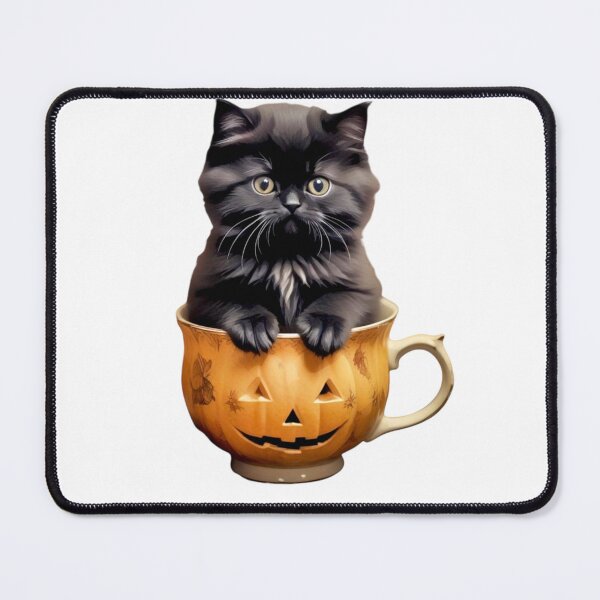 Item preview, BLACK CAT PERSIAN KITTEN IN A HALLOWEEN CUP STICKER designed and sold by Arts4U.