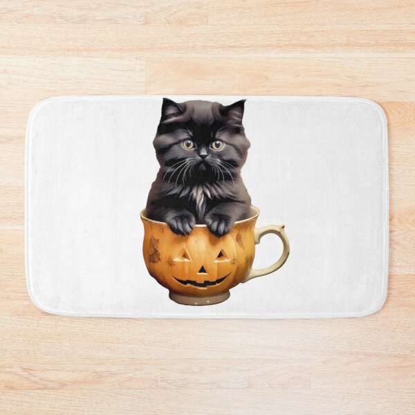 Item preview, BLACK CAT PERSIAN KITTEN IN A HALLOWEEN CUP STICKER designed and sold by Arts4U.